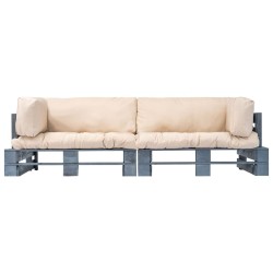 Canapés de jardin palette 2 pcs avec coussins sable Pinède 