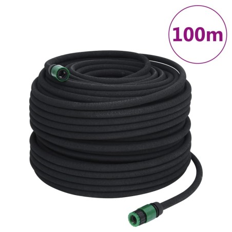 Tuyau d'arrosage de jardin noir 0,6" 100 m caoutchouc 