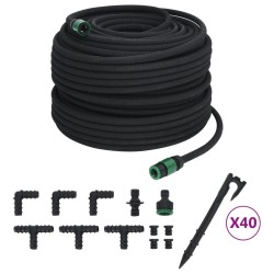 Tuyau d'arrosage de jardin noir 0,6" 100 m caoutchouc 