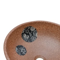 Vasque à poser marron et bleu rond Φ41x14 cm céramique 
