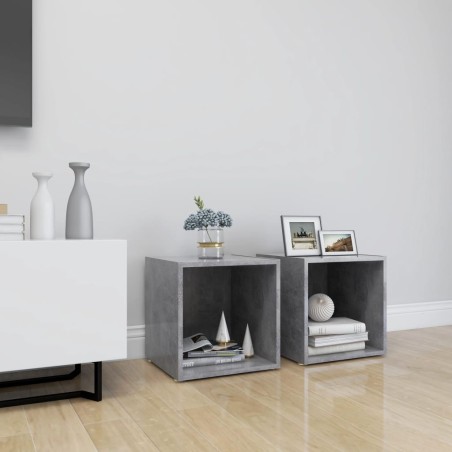 Meubles TV 2 pcs gris béton 37x35x37 cm bois d’ingénierie 