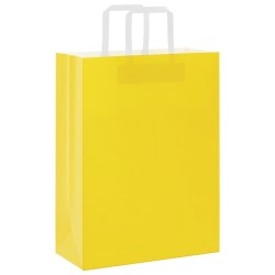 Sacs en papier 250 pcs avec poignées jaune 26x12x35 cm 