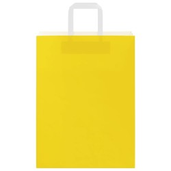 Sacs en papier 250 pcs avec poignées jaune 26x12x35 cm 