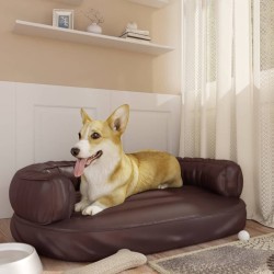 Lit pour chien ergonomique Mousse Marron 88x65 cm Similicuir 