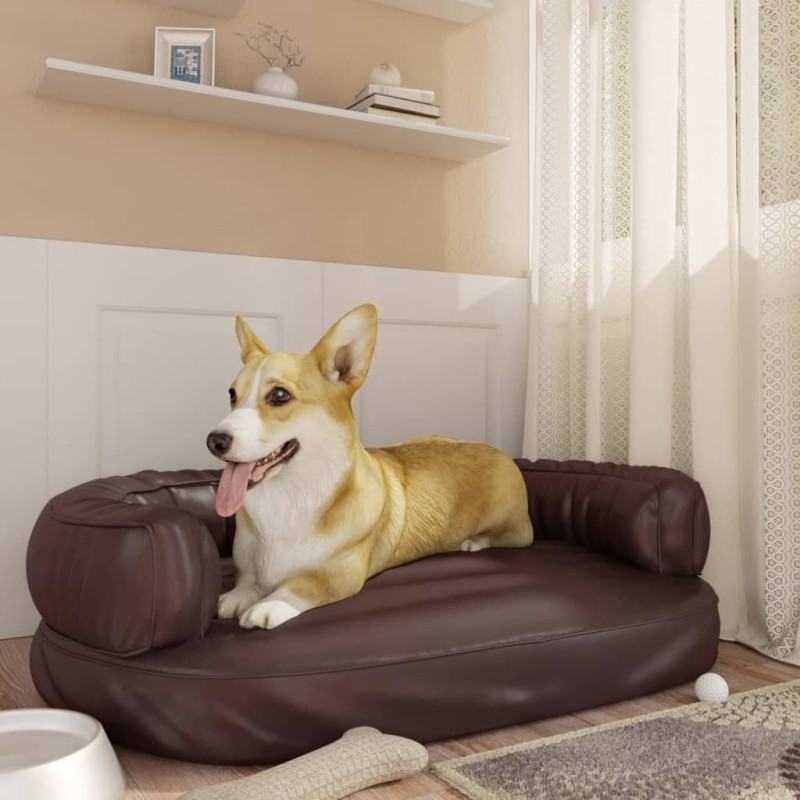 Lit pour chien ergonomique Mousse Marron 88x65 cm Similicuir 