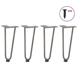 Pieds en épingle à cheveux pour table basse 4 pièces Acier naturel 30 cm Acier massif 