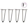 Pieds en épingle à cheveux pour table basse 4 pièces Acier naturel 30 cm Acier massif 