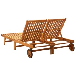 Chaise longue 2 places bois d'acacia massif 