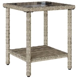 Canapé de jardin table et coussins en forme de L gris clair 