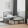 Cadre de lit métal sans matelas avec tête de lit noir 90x190 cm 