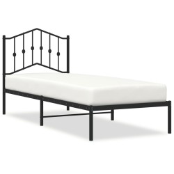 Cadre de lit métal sans matelas avec tête de lit noir 90x190 cm 