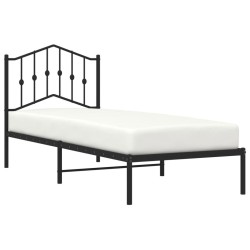 Cadre de lit métal sans matelas avec tête de lit noir 90x190 cm 