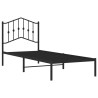 Cadre de lit métal sans matelas avec tête de lit noir 90x190 cm 