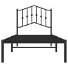 Cadre de lit métal sans matelas avec tête de lit noir 90x190 cm 