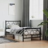 Cadre de lit métal sans matelas avec pied de lit noir 90x190 cm 