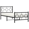 Cadre de lit métal sans matelas avec pied de lit noir 90x190 cm 