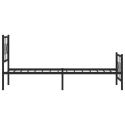 Cadre de lit métal sans matelas avec pied de lit noir 90x190 cm 