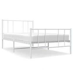 Cadre de lit métal sans matelas et pied de lit blanc 100x200 cm 