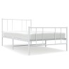 Cadre de lit métal sans matelas et pied de lit blanc 100x200 cm 
