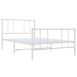 Cadre de lit métal sans matelas et pied de lit blanc 100x200 cm 