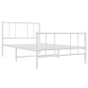 Cadre de lit métal sans matelas et pied de lit blanc 100x200 cm 