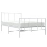 Cadre de lit métal sans matelas et pied de lit blanc 100x200 cm 