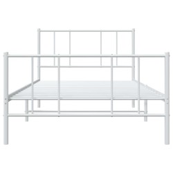 Cadre de lit métal sans matelas et pied de lit blanc 100x200 cm 