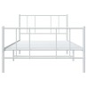 Cadre de lit métal sans matelas et pied de lit blanc 100x200 cm 