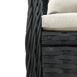 Ensemble à manger de jardin avec coussins 3 pcs Noir 