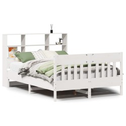 Cadre de lit sans matelas blanc 120x190 cm bois de pin massif 