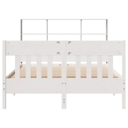 Cadre de lit sans matelas blanc 120x190 cm bois de pin massif 