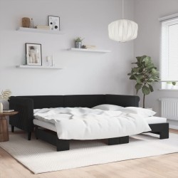 Lit de jour avec gigogne sans matelas noir 100x200 cm 