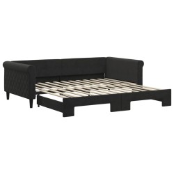Lit de jour avec gigogne sans matelas noir 100x200 cm 