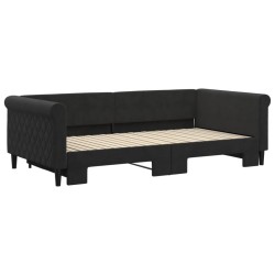 Lit de jour avec gigogne sans matelas noir 100x200 cm 