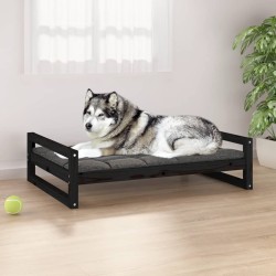 Lit pour chien Noir 105,5x75,5x28 cm Bois de pin solide 