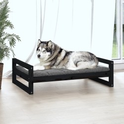 Lit pour chien Noir 105,5x75,5x28 cm Bois de pin solide 
