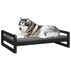 Lit pour chien Noir 105,5x75,5x28 cm Bois de pin solide 
