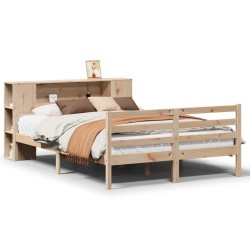 Lit bibliothèque sans matelas 160x200 cm bois massif de pin 