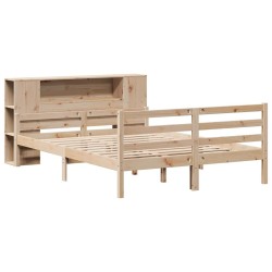Lit bibliothèque sans matelas 160x200 cm bois massif de pin 