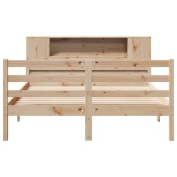 Lit bibliothèque sans matelas 160x200 cm bois massif de pin 
