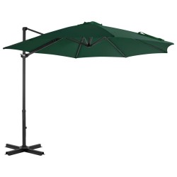 Parasol de jardin avec base portable vert 