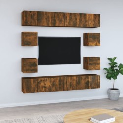 Ensemble de meubles TV 10 pcs Chêne fumé Bois d'ingénierie 