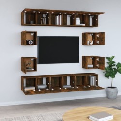 Ensemble de meubles TV 10 pcs Chêne fumé Bois d'ingénierie 