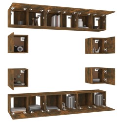 Ensemble de meubles TV 10 pcs Chêne fumé Bois d'ingénierie 