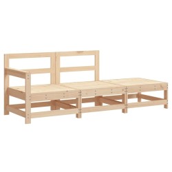 Salon de jardin 3 pcs avec coussins bois massif 