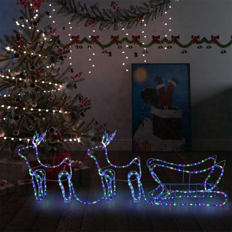 Décoration de Noël d'extérieur Renne et traîneau 576 LED 