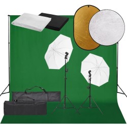 Kit de studio photo avec éclairage toile de fond et réflecteur 