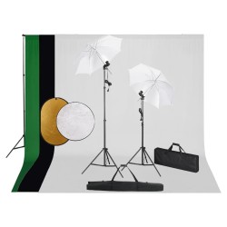 Kit de studio photo avec lampes toile de fond et réflecteur  