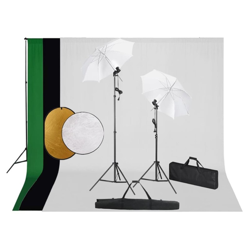 Kit de studio photo avec lampes toile de fond et réflecteur  