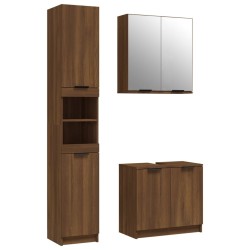 Ensemble d'armoires de salle de bain 3 pcs chêne marron 